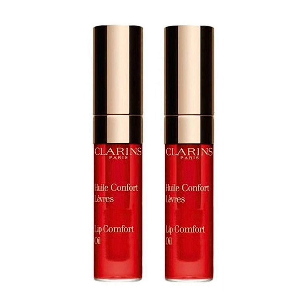BNIB - Set of 2 Clarins Nourishing Hydrating Mini Lip Comfort Oil in Cherry Red
